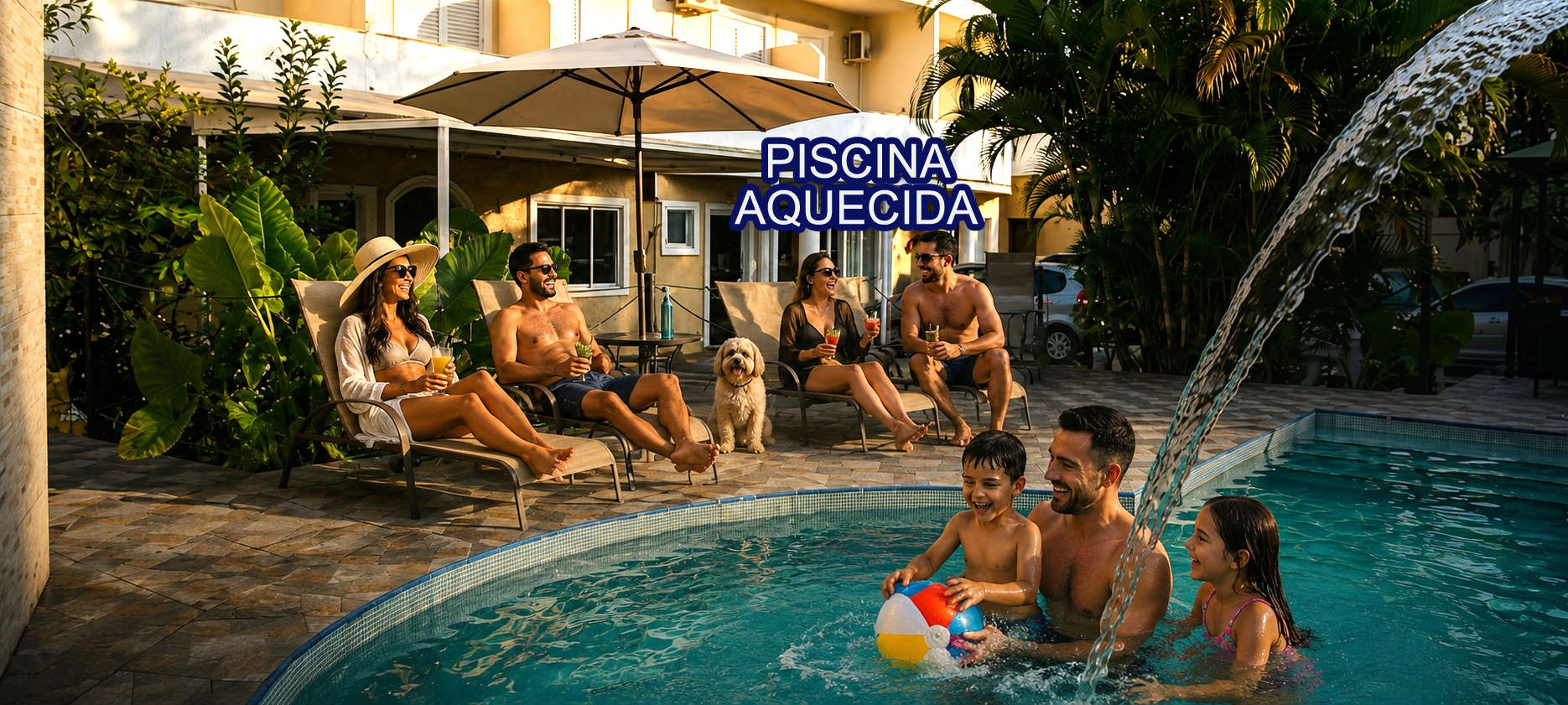 Hóspedes relaxando na piscina aquecida