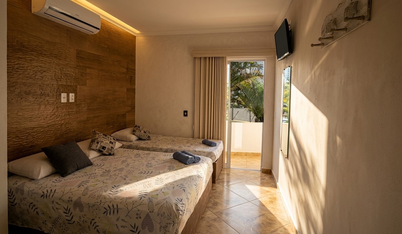 Quarto Triplo Superior pet friendly no Hotel Pousada Iracemar, Guarujá